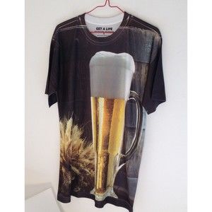 Get a Life Craft Beer Hops All-Over Graphic T Shirt Mens Size Small